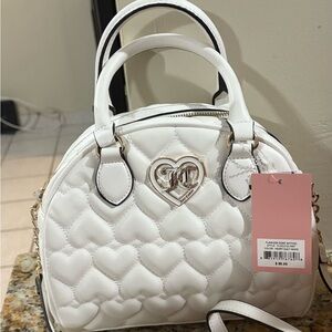 NWT Juicy Couture Flawless Dome Satchel White Heart Quilted Crossbody